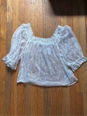 GAP Sheer Tulle Embroidered Top